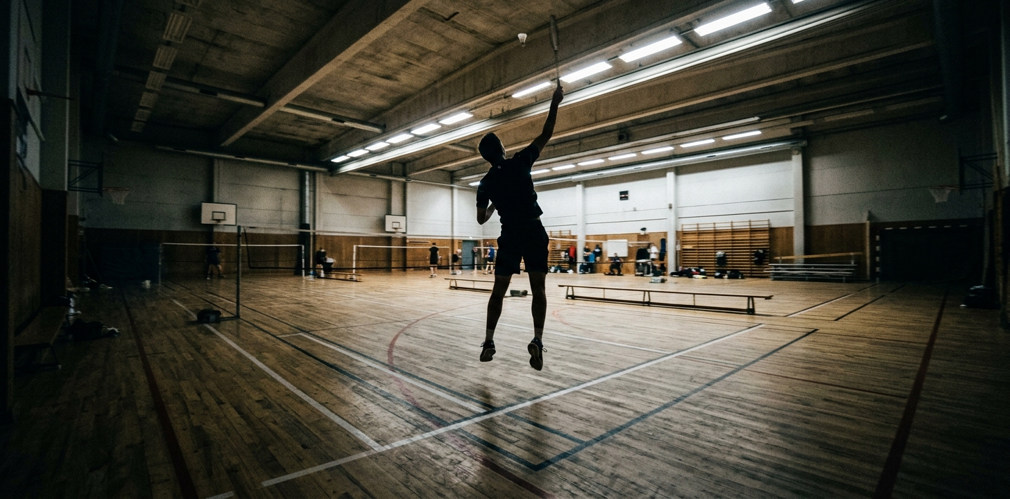 Badmintonspel i sporthall